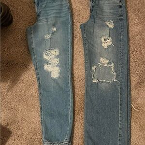 Aeropostale Blue Straight Leg Jeans with Distressed Details